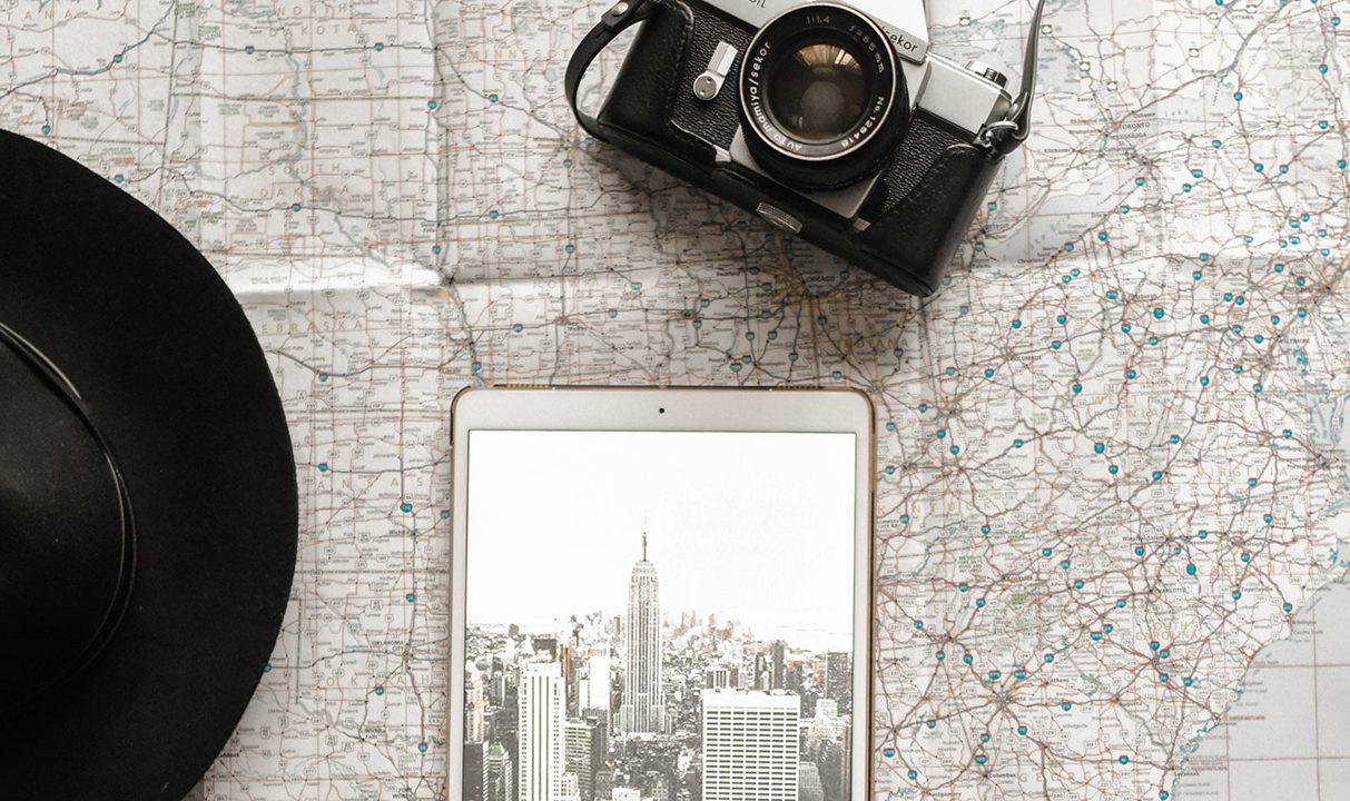 ipad with map and camera
