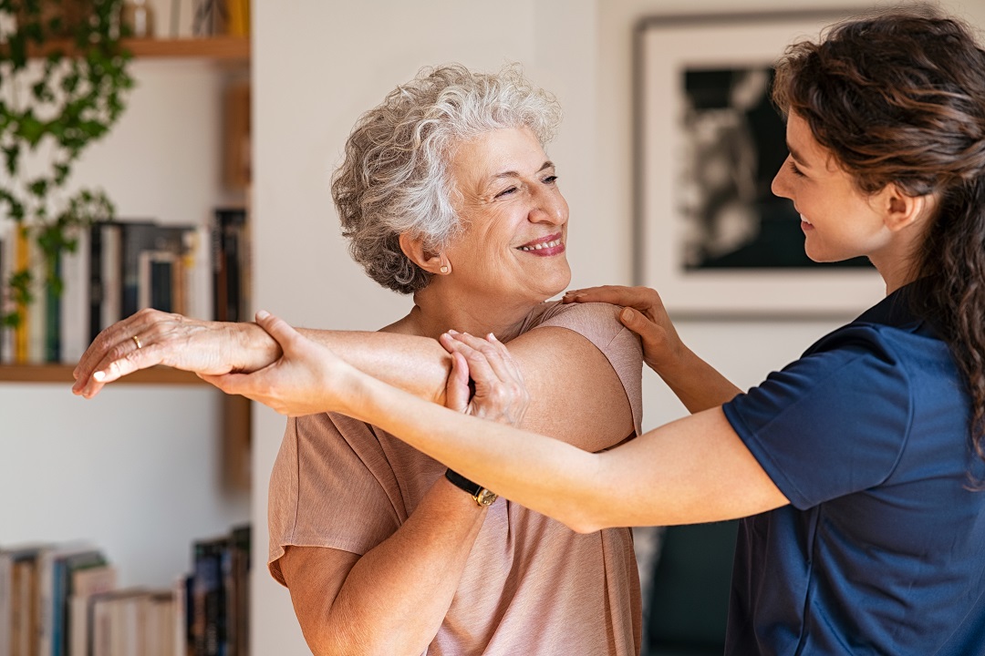 senior woman getting exercise advice